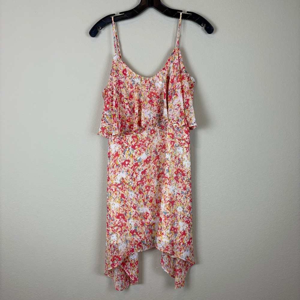 BCBGeneration Floral Asymmetrical Dress - Pink and White